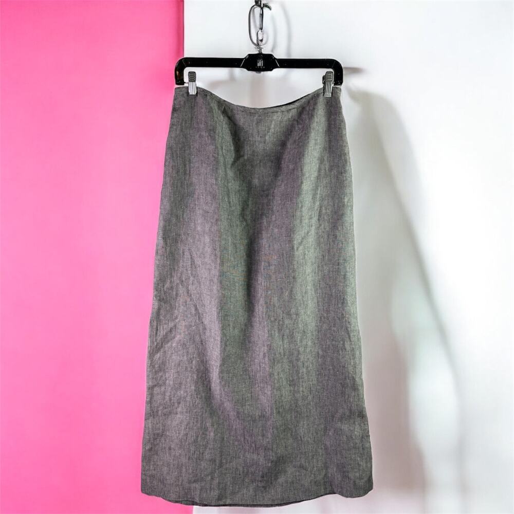 Carole Little Dresses VTG Women's 8 Gray 100% Linen USA Made Maxi Pencil Skirt
